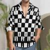 IOEDTHBJ Black and White Layout of A Chess Board Pattern Shirt Casual Button Down Shirts Long Sleeve Shirt Dress Shirt, X-Small, Style view 2