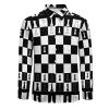 IOEDTHBJ Black and White Layout of A Chess Board Pattern Shirt Casual Button Down Shirts Long Sleeve Shirt Dress Shirt, X-Small, Style view 4