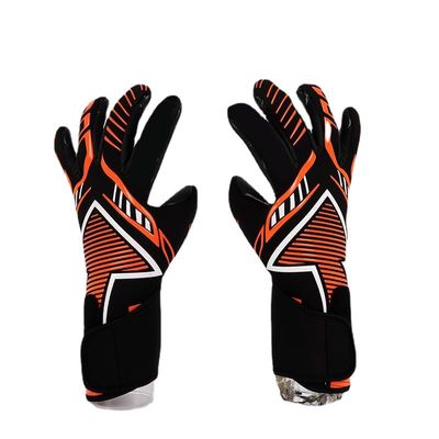 GJPWAKWM Soccer Goalkeeper Gloves Goalie Training Gloves Strong Grip Anti-Slip and Breathable for Adults and Children (Orange Black,9)
