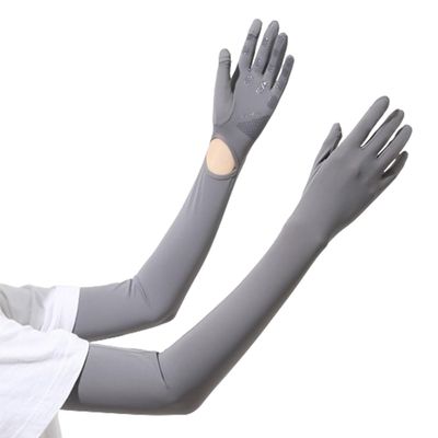 NLIADVY Summer Sun Protection ice Sleeves for Women, Anti-UV ice Silk Sleeves, Anti-Slip Sunshade Extended Arm Sleeves (Grey,One Size)