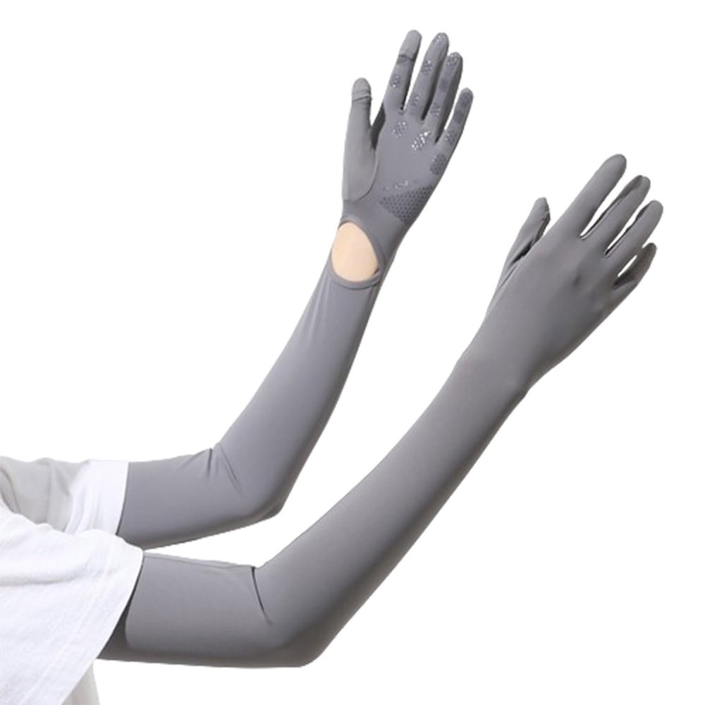 NLIADVY Summer Sun Protection ice Sleeves for Women, Anti-UV ice Silk Sleeves, Anti-Slip Sunshade Extended Arm Sleeves (Grey,One Size)