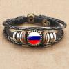 ZENRUIMING European national flag leather bracelet, Time Gem leather bracelet, Sports event fan cheer bracelet (Russia, Russia, One size, Flag color) view 4