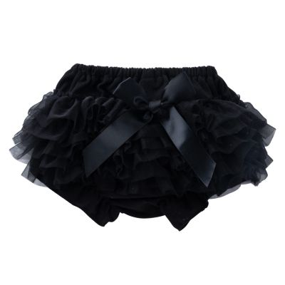 Baby Girl Summer Clothes Cute Ruffle Bow Knot loomers Shorts Tulle Tutu Skirt Newborn Cotton (Black, 6-12 Months)