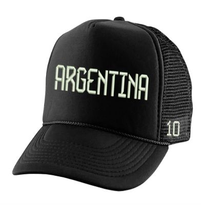 Argentina Hat National Pride Embroidered Cap Soccer Fan Sport Caps (Trucker, White Argentina, Black)