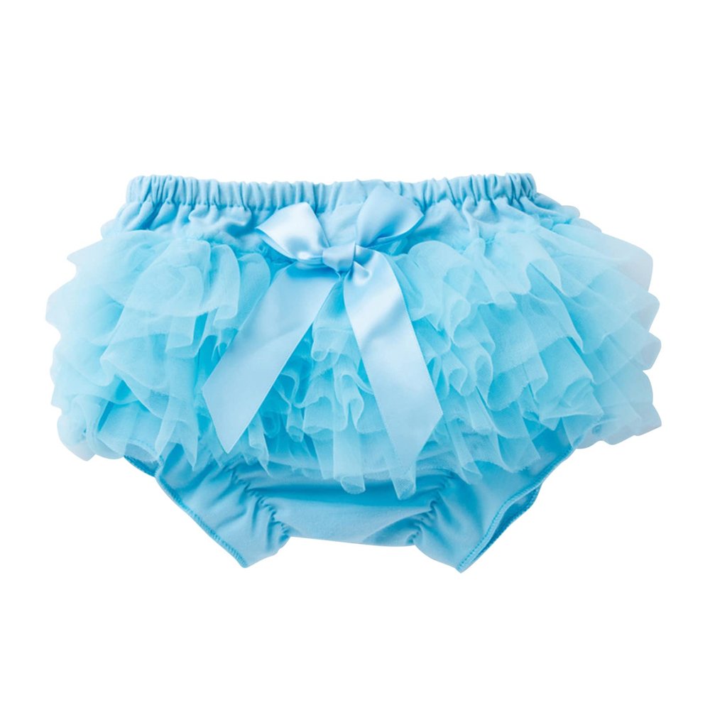 Baby Girl Summer Clothes Cute Ruffle Bow Knot loomers Shorts Tulle Tutu Skirt Newborn Cotton (Blue, 6-12 Months)