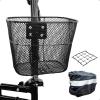 Mkuero Knee Scooter Basket with Cargo Net and Cover, Metal Bicycle Basket for Jetson Products Bolt, Bolt Pro, LX10, Axle, Bolt Up, Knee Scooter and Electric Bicycle, Small, Black view 1