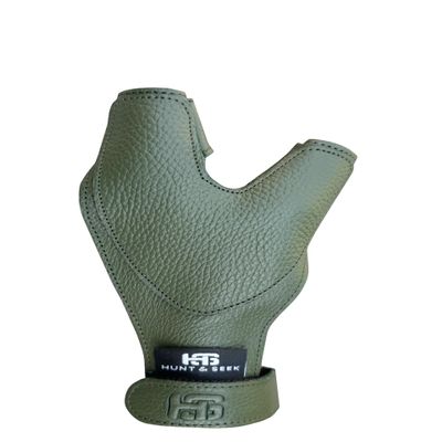 Hunt & Seek Thick Cow Leather Archery Hand Guard Protector Bow Glove for Traditional Long Recurve & Compound Bow (Green, Medium, Right)