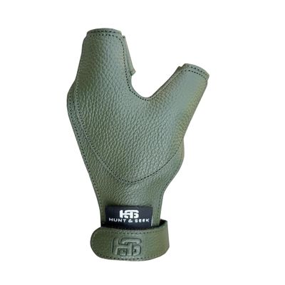 Hunt & Seek Thick Cow Leather Archery Hand Guard Protector Bow Glove for Traditional Long Recurve & Compound Bow (Green, Medium, Left)
