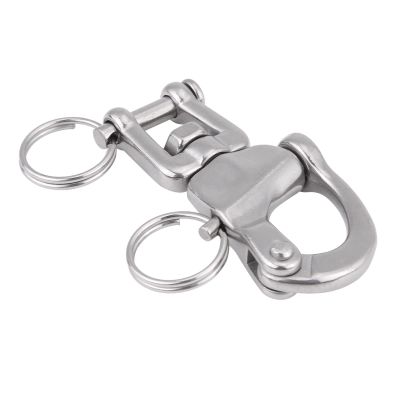 Heavy Duty 316 Stainless Steel Jaw Swivel Snap Shackle Hook with Quick Release Pin, Made Out of Premium Material (70mm)