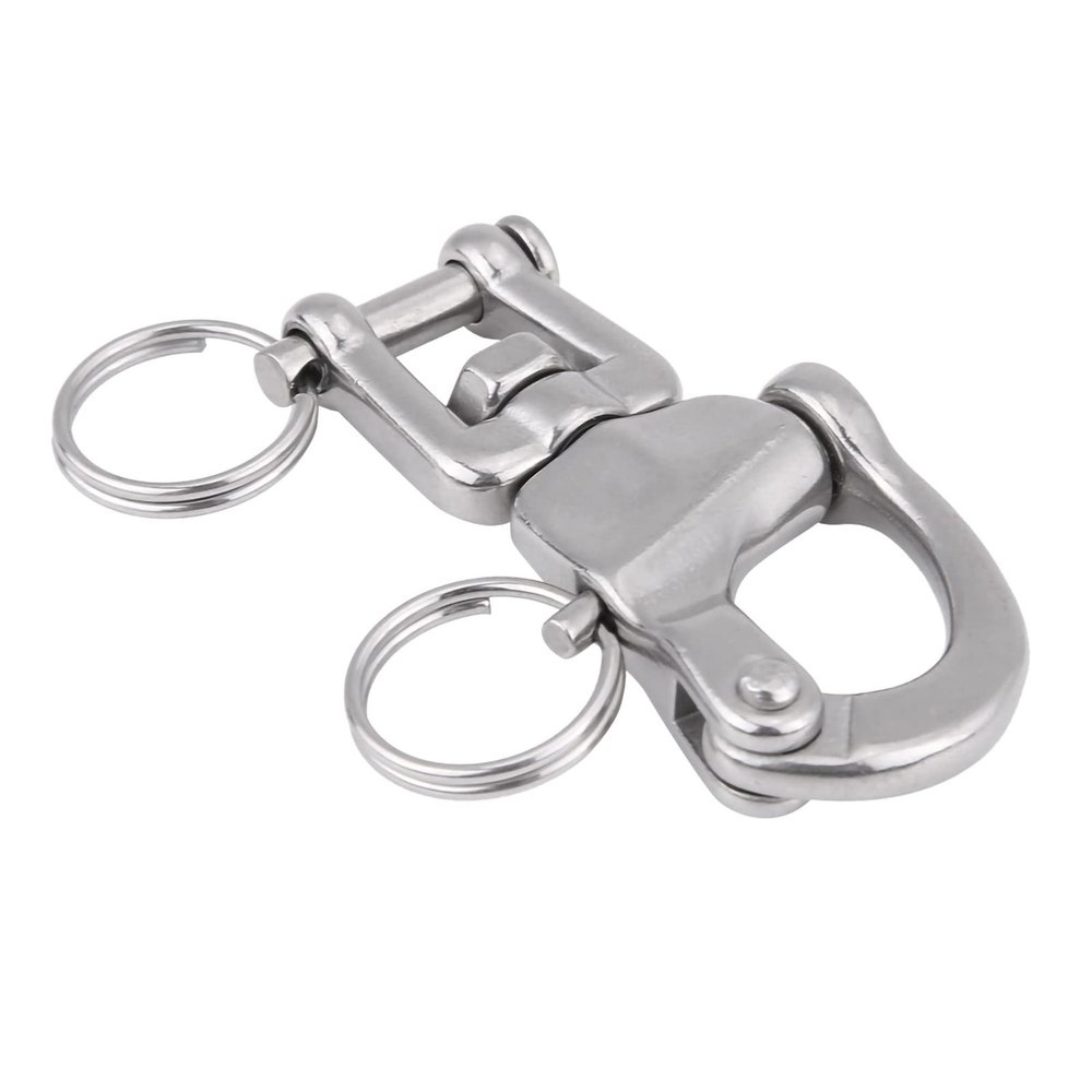 Heavy Duty 316 Stainless Steel Jaw Swivel Snap Shackle Hook with Quick Release Pin, Made Out of Premium Material (70mm)