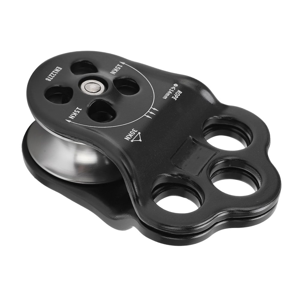 Alomejor climbing pulley, double bearing design rock pulley 3-hole hanging points for professional climbers outdoor rescue mountaineering adventures