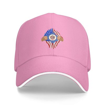 Hand Tear Flag of Minnesota Baseball Cap Sandwich Brim Hats for Men Women Adjustable Caps Pink