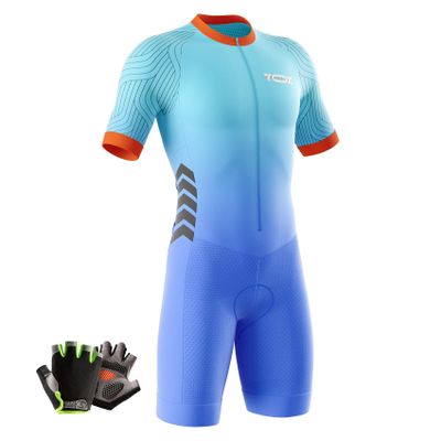 VOXCAUTQ Men's Cycling Skinsuit,Triathlon Suit Men,Trisuit for Swimming, Cycling, Running, Duathlon (Typ-10,XS)