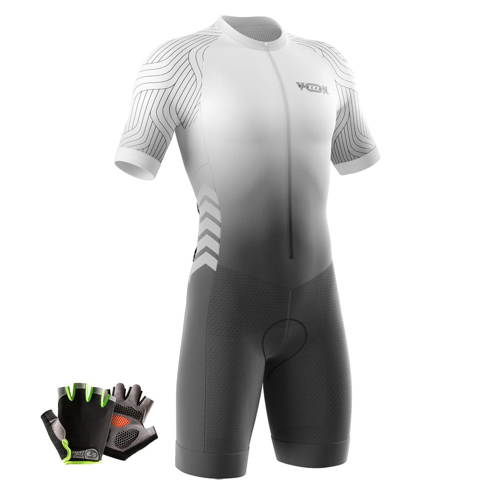 VOXCAUTQ Men's Cycling Skinsuit,Triathlon Suit Men,Trisuit for Swimming, Cycling, Running, Duathlon (Typ-3,XXS)