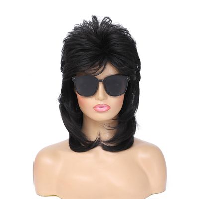 Adequate Mullet Wigs for Women,Joe Dirt,Emo Wig,80s 90s Costumes Fancy Party Accessory Cosplay Wig,Halloween Man x (Black)