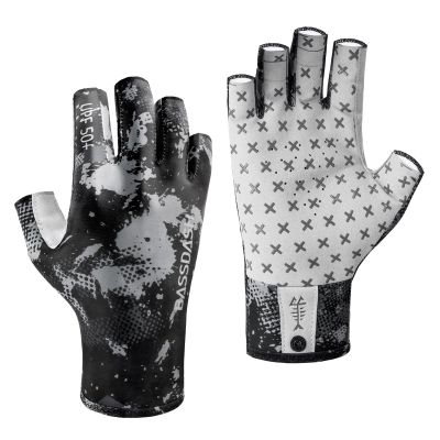 BASSDASH 3/4 Finger UPF 50+ Sun Gloves Breathable Anti-Slip Silicone Palm for Men Women Fishing Fingerless Cycling Running