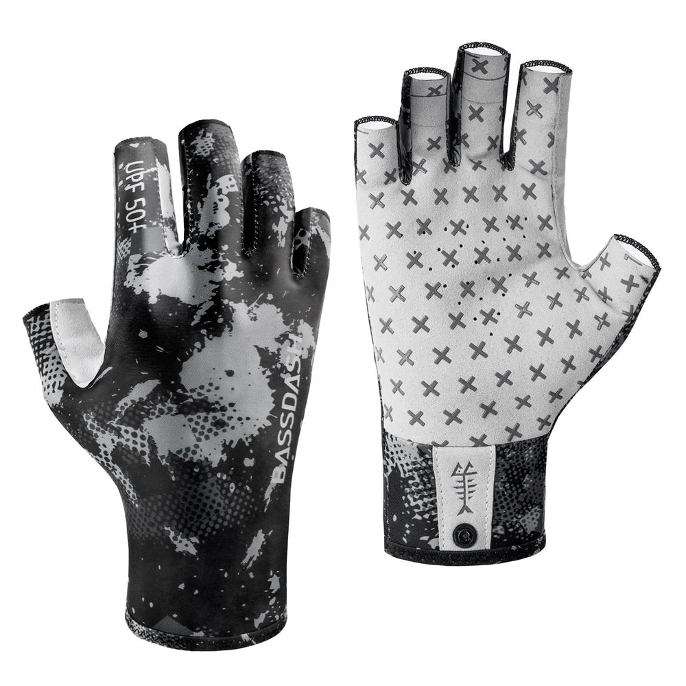 BASSDASH 3/4 Finger UPF 50+ Sun Gloves Breathable Anti-Slip Silicone Palm for Men Women Fishing Fingerless Cycling Running