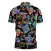 Generic Sugar Skull Polo Golf Shirts for Men Women - Neon Light Polo Shirts Short Sleeve Mens Polo Shirts Dry Fit Serie 73 Size 5XL, Cinco-09 view 1