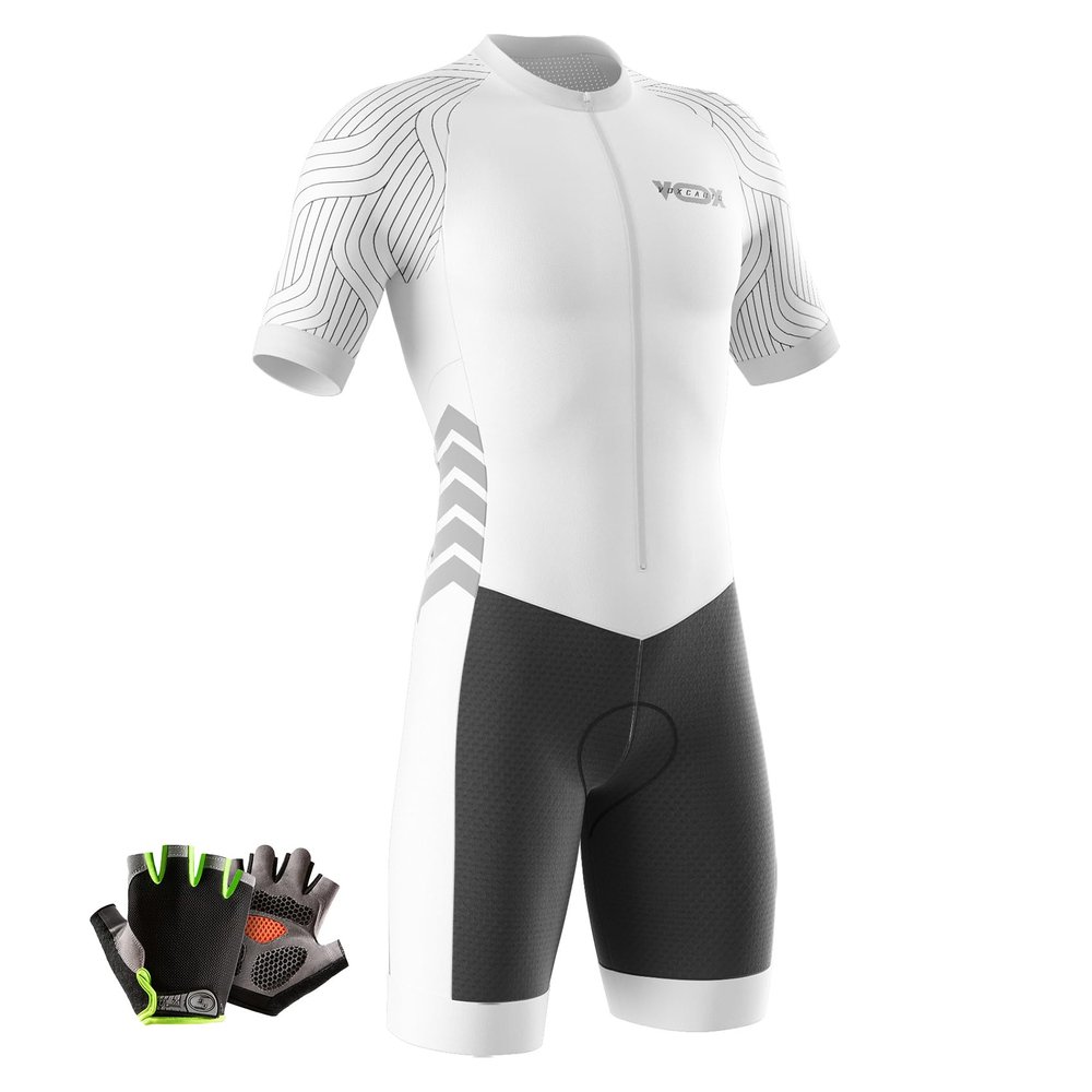 VOXCAUTQ Men's Cycling Skinsuit,Triathlon Suit Men,Trisuit for Swimming, Cycling, Running, Duathlon (Typ-2,XS)