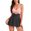 Generic Womens One Piece Swimsuits Tummy Control Cutout Swimdress Bathing Suit Wrap Tie Back Skirt 1 Piece Swimsuit Swimwear, Medium, A04_pink view 1