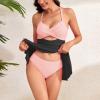Generic Womens One Piece Swimsuits Tummy Control Cutout Swimdress Bathing Suit Wrap Tie Back Skirt 1 Piece Swimsuit Swimwear, Medium, A04_pink view 4