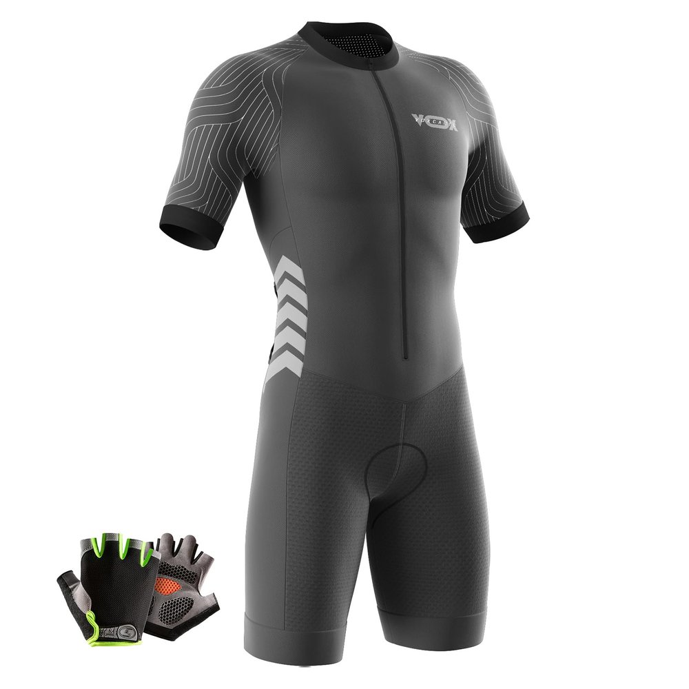 VOXCAUTQ Men's Cycling Skinsuit,Triathlon Suit Men,Trisuit for Swimming, Cycling, Running, Duathlon (Typ-1,S)