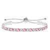 Tobestu Platinum Plated Adjustable Pull String Tennis Bracelet  Pink and White CZ Fashion Accessory for Women YA4375