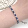 Tobestu Platinum Plated Adjustable Pull String Tennis Bracelet  Blue and White Cubic Zirconia Elegant Sparkle Jewelry YA4375 view 2