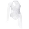 Xnihocha Womens Glitter Sequins Figure Ice Skating Dress One Shoulder Leotard Lyrical Dance Performance Costume Silver Large view 3