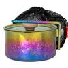 TiTo Titanium Camping Pot Lunch Box with Lid & Folding Handle Ultralight Portable Outdoor Heated Bowl for Hiking Backpacking Picnic Travel Adventure Cookware Bento Box (Gold Colorful) view 1