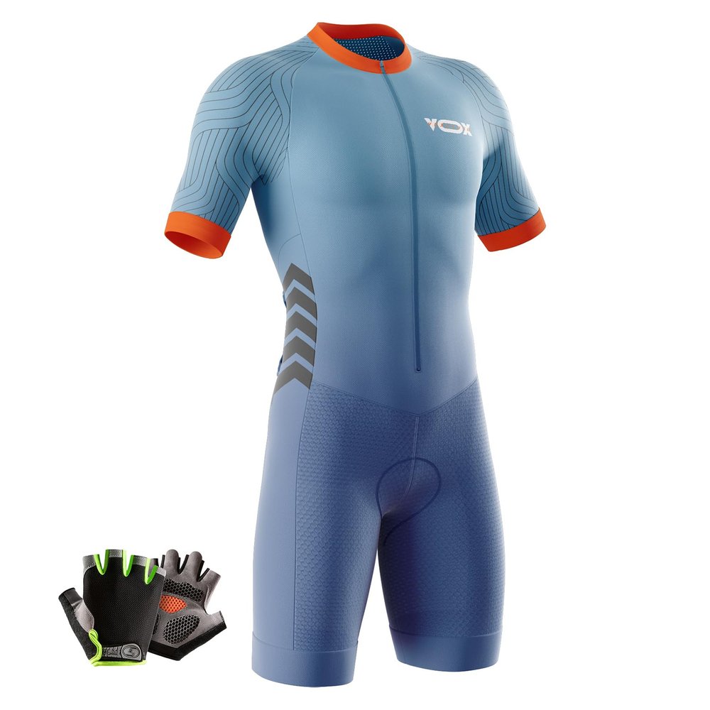 VOXCAUTQ Men's Cycling Skinsuit,Triathlon Suit Men,Trisuit for Swimming, Cycling, Running, Duathlon (Typ-7,3XL)