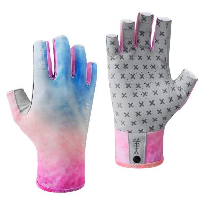 BASSDASH 3/4 Finger UPF 50+ Sun Gloves Breathable Anti-Slip Silicone Palm for Men Women Fishing Fingerless Cycling Running