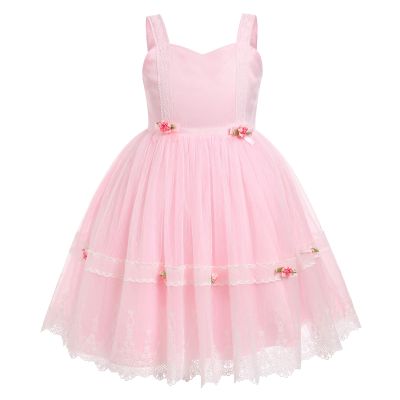 IDOPIP Baby Girls Lace Flower Tutu Dress Summer Sleeveless Backless Princess Birthday Party Dresses Toddler Little Girl First Communion Pageant Wedding Bowknot Tulle Sundress Pink 5-6 Years