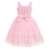 IDOPIP Baby Girls Lace Flower Tutu Dress Summer Sleeveless Backless Princess Birthday Party Dresses Toddler Little Girl First Communion Pageant Wedding Bowknot Tulle Sundress Pink 5-6 Years view 2