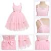 IDOPIP Baby Girls Lace Flower Tutu Dress Summer Sleeveless Backless Princess Birthday Party Dresses Toddler Little Girl First Communion Pageant Wedding Bowknot Tulle Sundress Pink 5-6 Years view 3