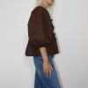 Women Puff Sleeve Peplum Shirts Tie Front Ruffle Babydoll Blouse Tops Teen Girls Lace up Cute Oversized Y2K Tops (Dark Brown, M) view 3