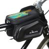 Bike Frame Tube Bag with Touchable Phone Holder - Bicycle Waterproof Two Sides Twins Handlebar Front Bag with Large Capacity Pouch Storage with Cell Phone Mount for Galaxy Phone and iPhone Below 7.2 view 1