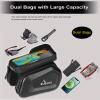 Bike Frame Tube Bag with Touchable Phone Holder - Bicycle Waterproof Two Sides Twins Handlebar Front Bag with Large Capacity Pouch Storage with Cell Phone Mount for Galaxy Phone and iPhone Below 7.2 view 4