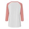 3/4 Length Sleeve Womens Tops Casual Cropped Shoulder Sleeves Patchwork Striped Print Round Neck Blouse Loose Blouses view 3
