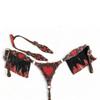 MOUSM One Ear Argentina Cow Leather Headstall & Breast Collar Set with Red Heart Cut Patches and Fringe - Equestrian Gift, Premium Concho view 1