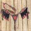 MOUSM One Ear Argentina Cow Leather Headstall & Breast Collar Set with Red Heart Cut Patches and Fringe - Equestrian Gift, Premium Concho view 2