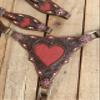 MOUSM One Ear Argentina Cow Leather Headstall & Breast Collar Set with Red Heart Cut Patches and Fringe - Equestrian Gift, Premium Concho view 4