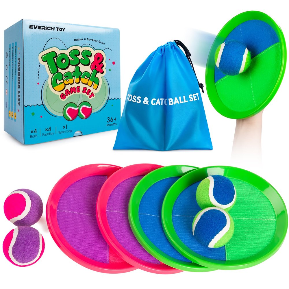 EVERICH TOY Upgraded Toss and Catch Ball Game Set, Beach Pool Toys Outdoor Games for Kids Toys, Outside Family Lawn Yard Games, for Boys Girls 3 4 5 6 7 8 9 10 11 12 Years Old