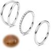 Silver Nose Hoops Rings Women: 316L Surgical Steel Double Hoop Nose Ring Clicker 20G Septum Rings Hinged CZ Cartilage Earrings Conch Helix Rook Lobe Tragus Daith Lip Hoops Body Piercing Jewelry 7mm view 1