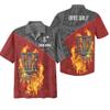 Generic Novelty Disc Golf Hawaii Shirt Personalized Red Fire Disc Golf Basket Button Down Shirt Flying disc Sport Hawaiian Shirt L view 1