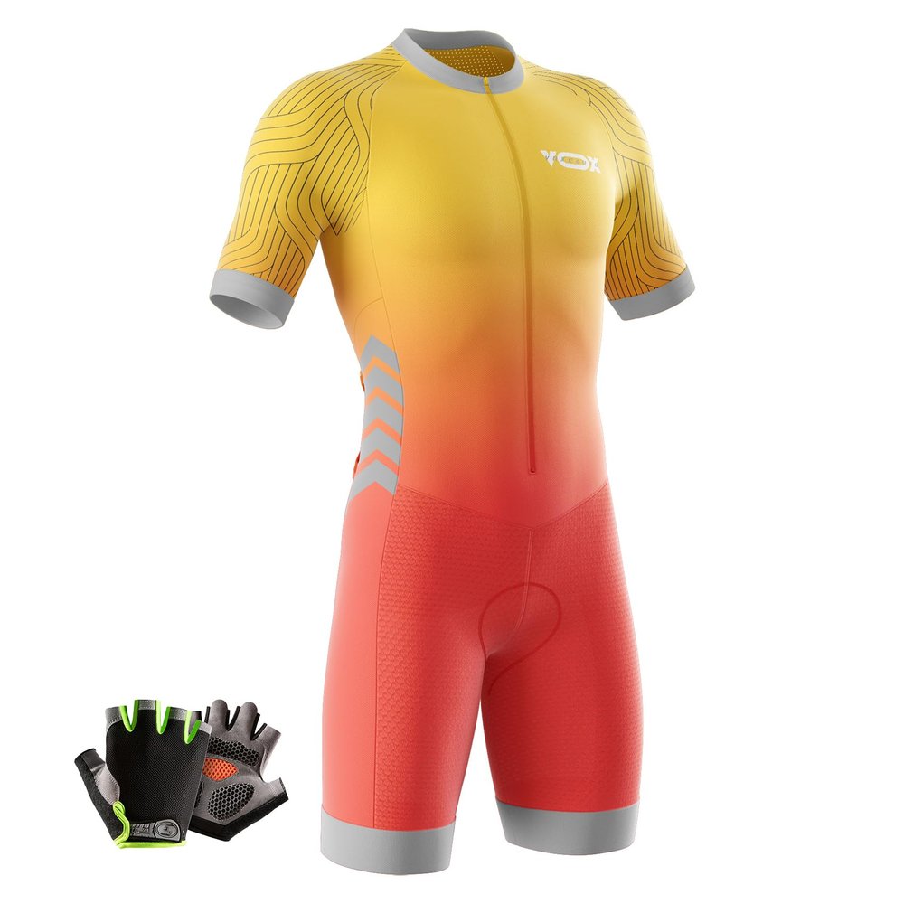 VOXCAUTQ Men's Cycling Skinsuit,Triathlon Suit Men,Trisuit for Swimming, Cycling, Running, Duathlon (Typ-5,3XL)