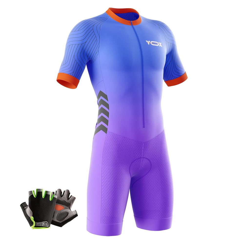 VOXCAUTQ Men's Cycling Skinsuit,Triathlon Suit Men,Trisuit for Swimming, Cycling, Running, Duathlon (Typ-8,3XL)