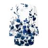 2025 3/4 Sleeve Tops for Women 3/4 Length Sleeve Womens Tops 2025 Floral Print Vintage Fashion Casual Loose with Round Neck Plus Size Shirts Wine XX-Large view 3