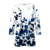 2025 3/4 Sleeve Tops for Women 3/4 Length Sleeve Womens Tops 2025 Floral Print Vintage Fashion Casual Loose with Round Neck Plus Size Shirts Wine XX-Large view 4