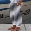 Akivide Women Casual Floral Print Linen Pant Summer Boho High Elastic Waist Straight Wide Leg Pant Loose Plus Size Beach Lounge Capri Tapered Trouser with Pocket view 2